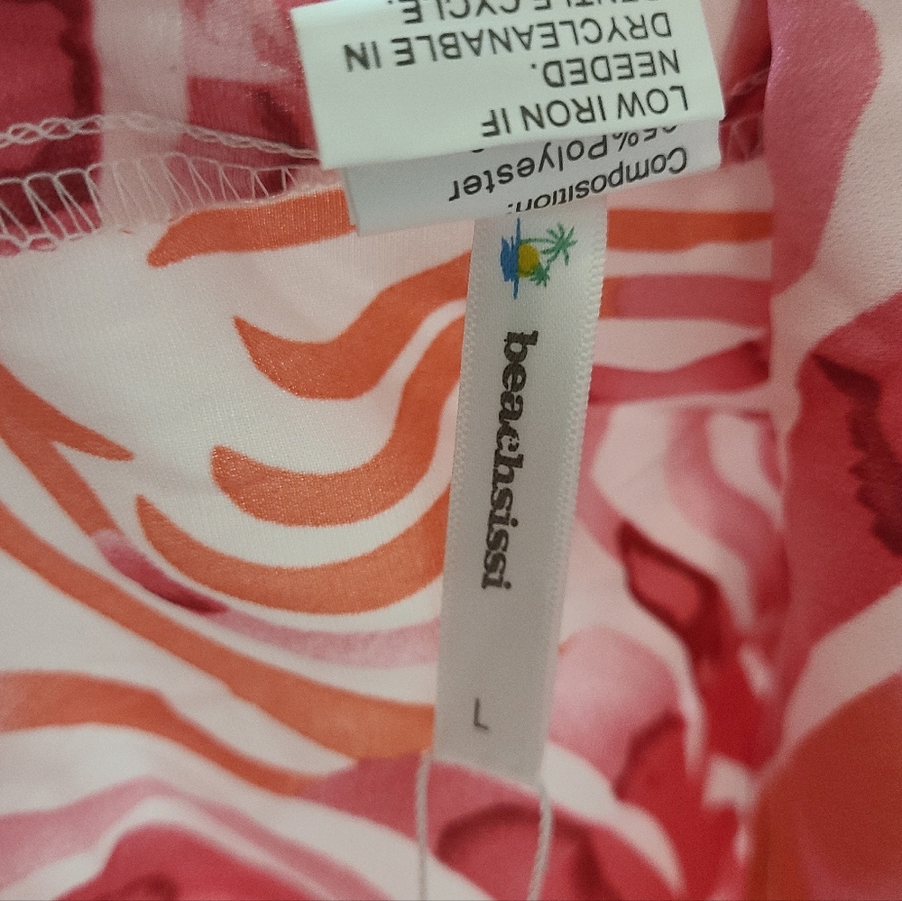 BeachSissi Smocked On or Off The Shoulder Midi Dress in Pink Swirl Sz S NWT - Picture 12 of 15
